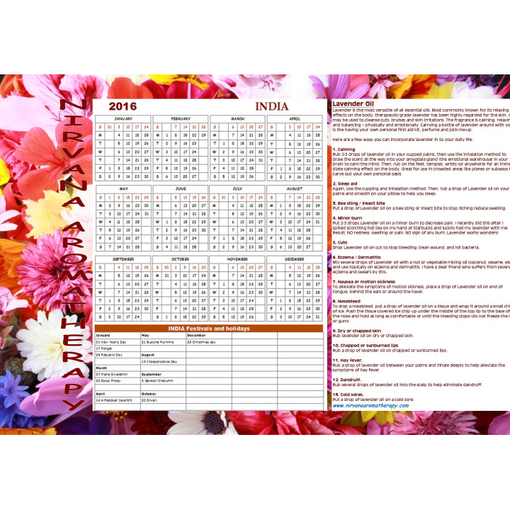 Aromatherapy Calender